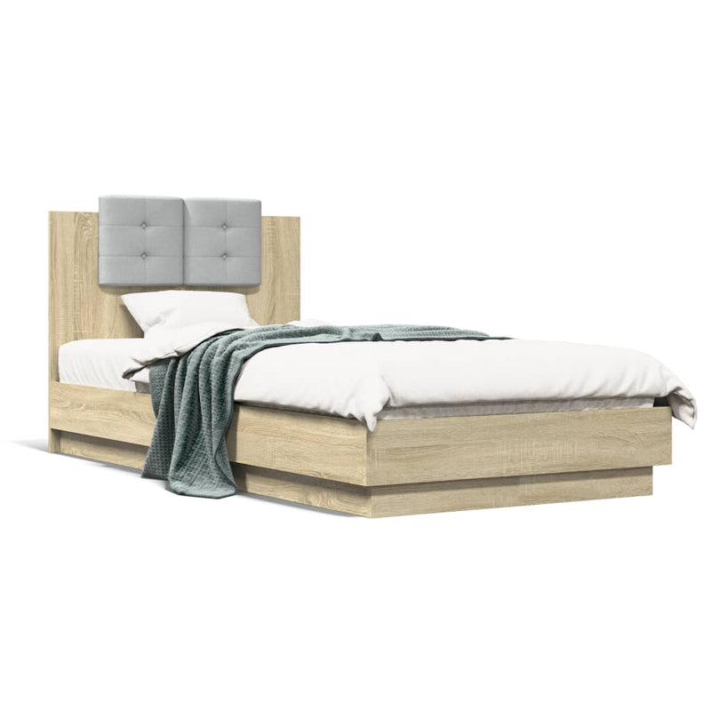 Bed Frame with Headboard Sonoma Oak 90x190 cm Engineered Wood