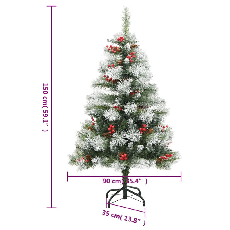 vidaXL Artificial Hinged Christmas Tree 150 LEDs 150 cm