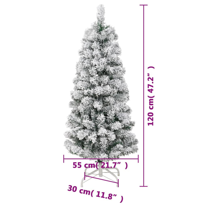 vidaXL Artificial Hinged Christmas Tree 150 LEDs & Flocked Snow 120 cm