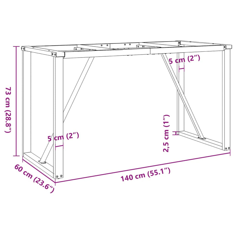 vidaXL Dining Table Legs O-Frame 140x60x73 cm Steel