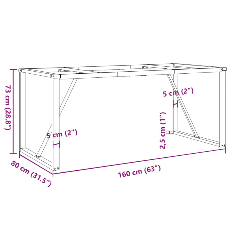 vidaXL Dining Table Legs O-Frame 160x80x73 cm Steel