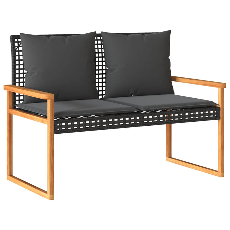 vidaXL 4 Piece Garden Lounge Set with Cushions Black Poly Rattan