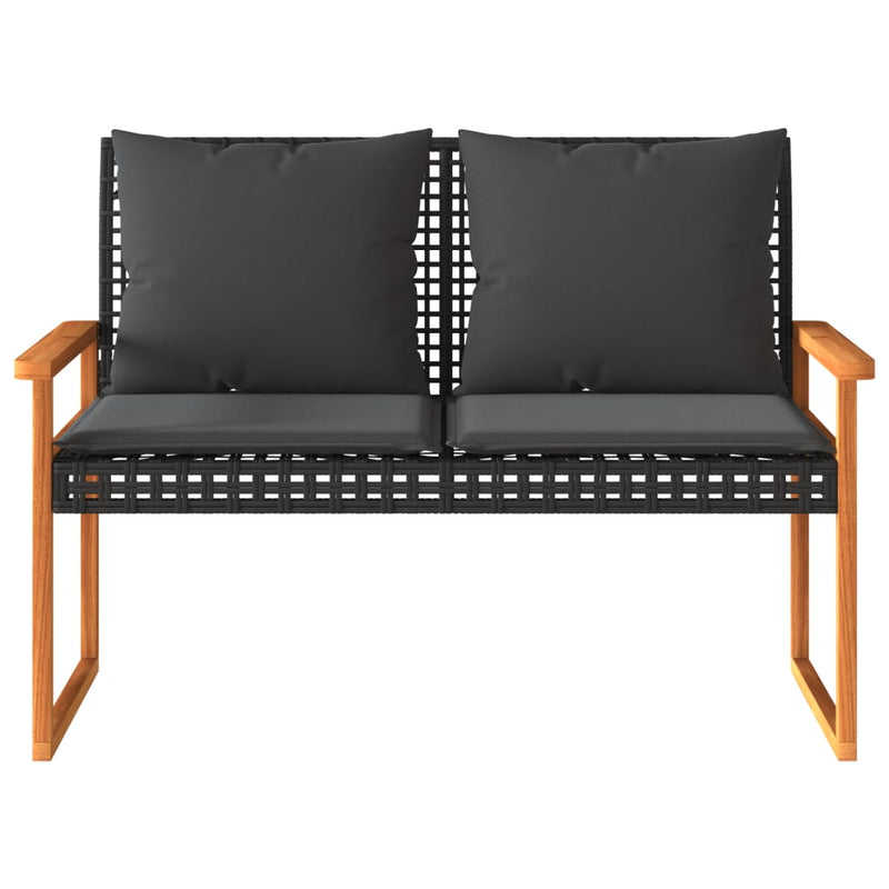 vidaXL 4 Piece Garden Lounge Set with Cushions Black Poly Rattan