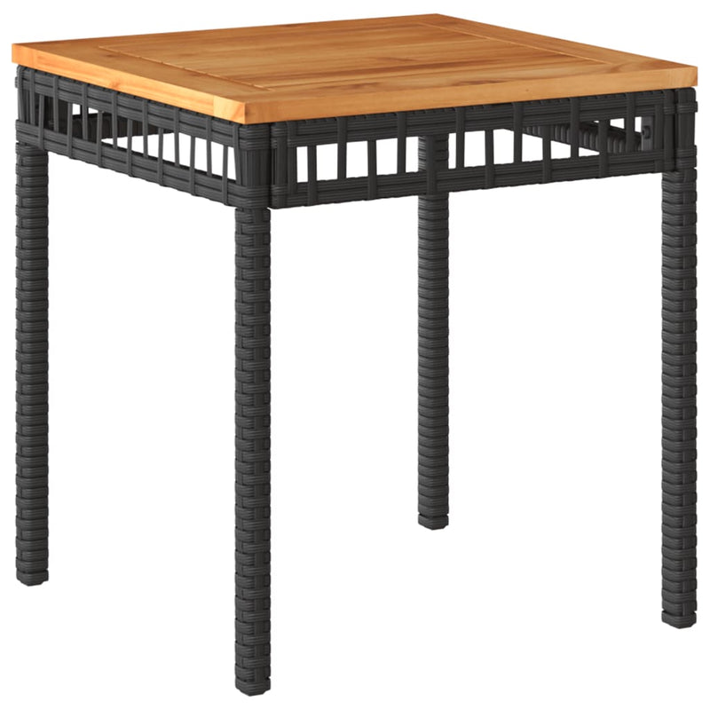 vidaXL 3 Piece Bistro Set with Cushions Black Poly Rattan Acacia Wood
