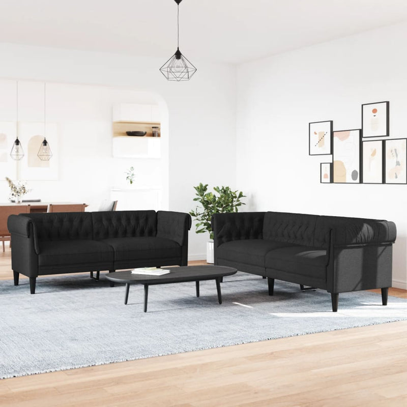 vidaXL 2 Piece Sofa Set Black Fabric