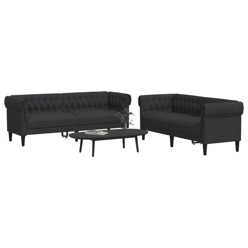 vidaXL 2 Piece Sofa Set Black Fabric