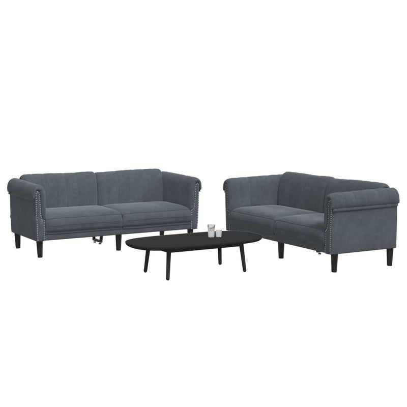 vidaXL 2 Piece Sofa Set Dark Grey Velvet