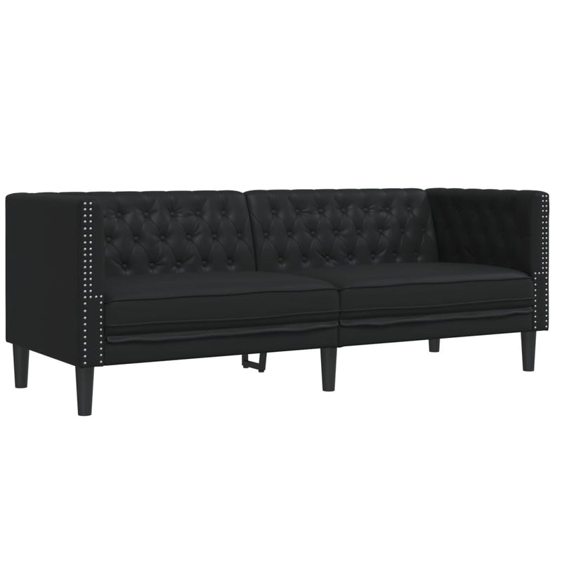 vidaXL 2 Piece Chesterfield Sofa Set Black Faux Leather
