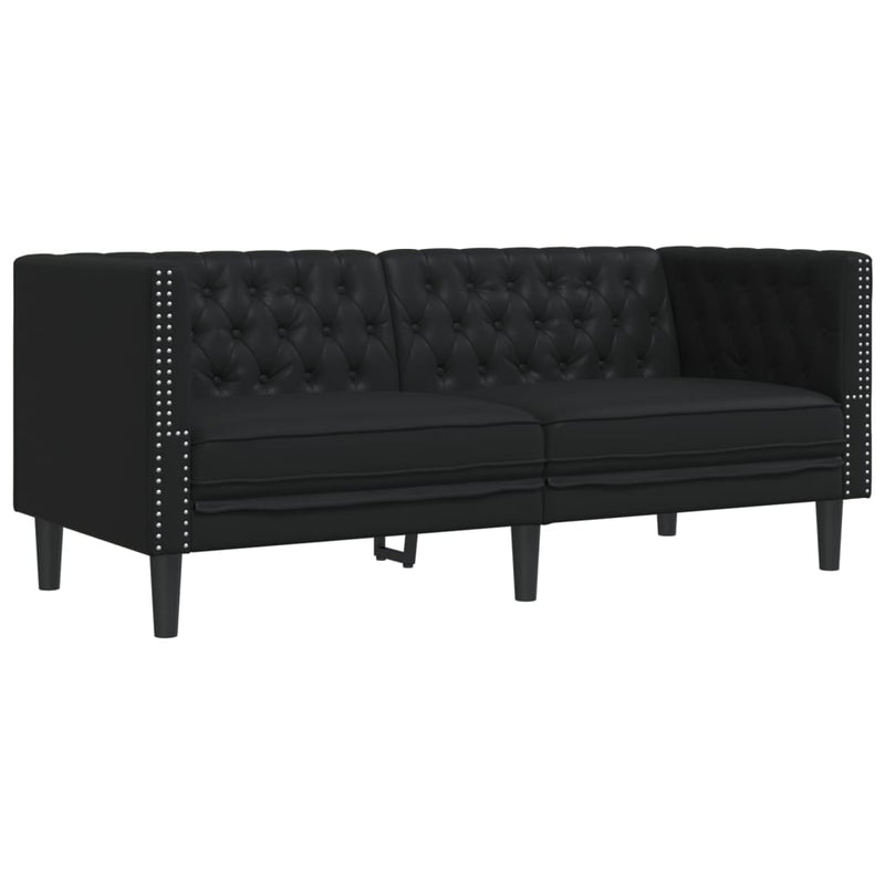 vidaXL 2 Piece Chesterfield Sofa Set Black Faux Leather
