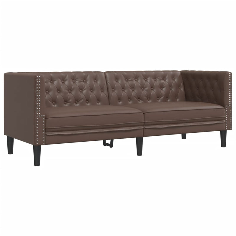 vidaXL 2 Piece Chesterfield Sofa Set Brown Faux Leather