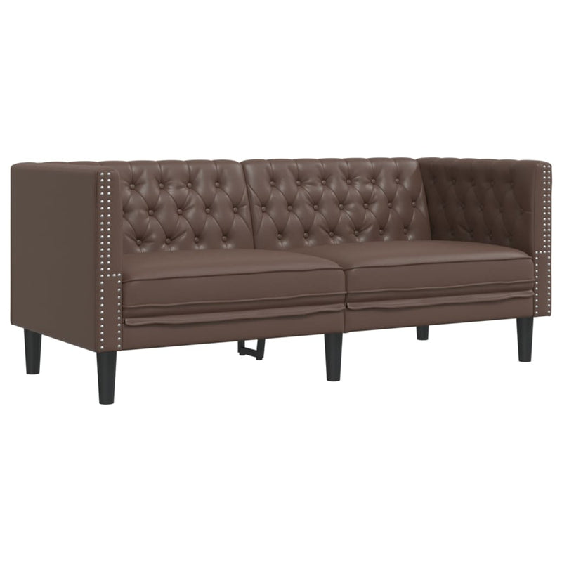 vidaXL 2 Piece Chesterfield Sofa Set Brown Faux Leather