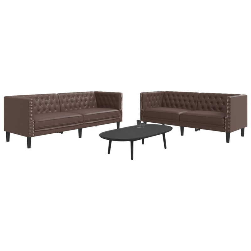 vidaXL 2 Piece Chesterfield Sofa Set Brown Faux Leather