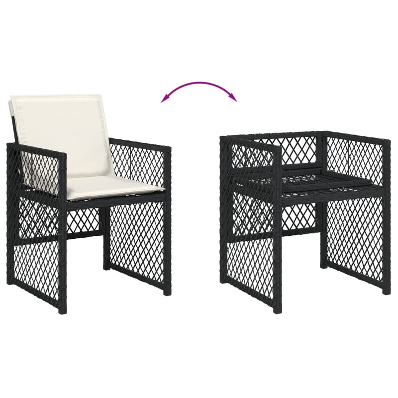 vidaXL 5 Piece Garden Dining Set with Cushions Black Poly Rattan
