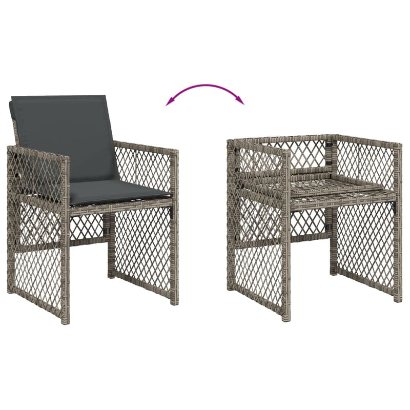 vidaXL 5 Piece Garden Dining Set with Cushions Grey Poly Rattan