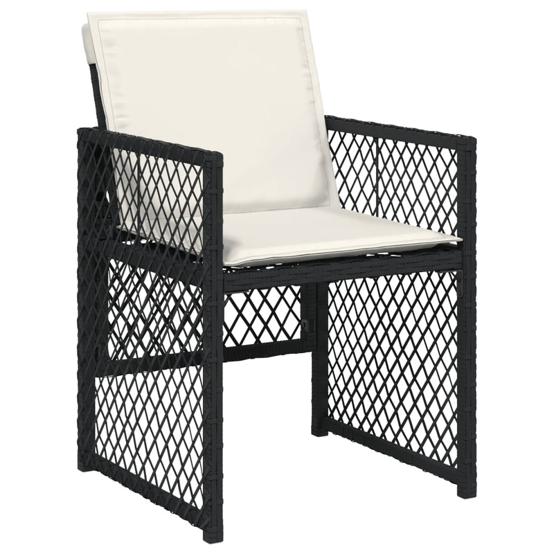 vidaXL 5 Piece Garden Dining Set with Cushions Black Poly Rattan