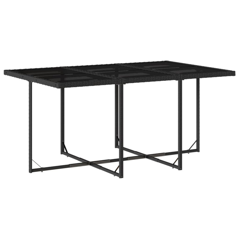 vidaXL 7 Piece Garden Dining Set with Cushions Black Poly Rattan