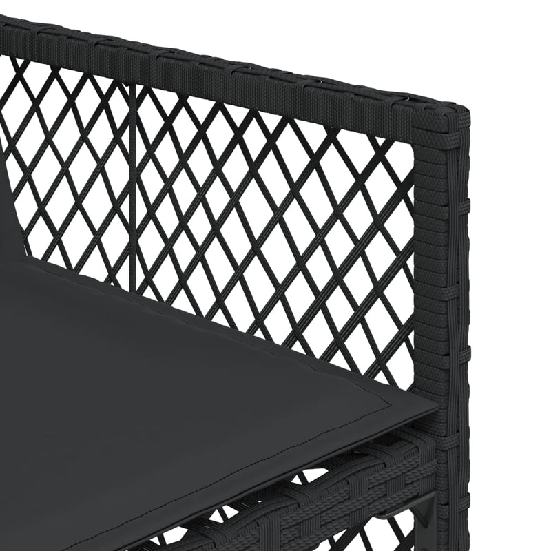 vidaXL 7 Piece Garden Dining Set with Cushions Black Poly Rattan