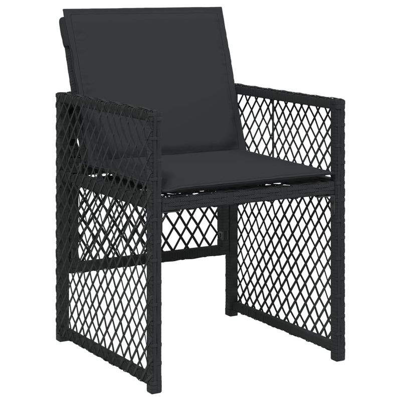 vidaXL 9 Piece Garden Dining Set with Cushions Black Poly Rattan