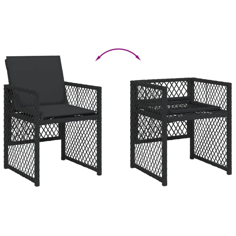 vidaXL 9 Piece Garden Dining Set with Cushions Black Poly Rattan