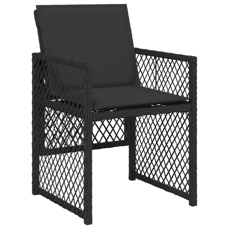 vidaXL 13 Piece Garden Dining Set with Cushions Black Poly Rattan