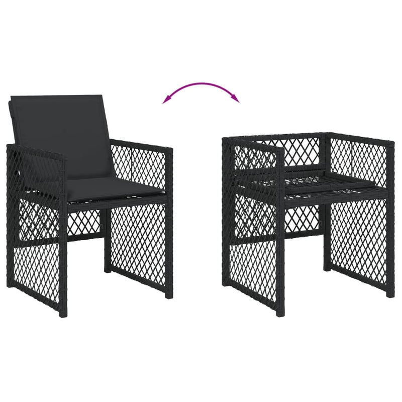 vidaXL 13 Piece Garden Dining Set with Cushions Black Poly Rattan