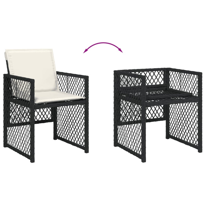 vidaXL 9 Piece Garden Dining Set with Cushions Black Poly Rattan