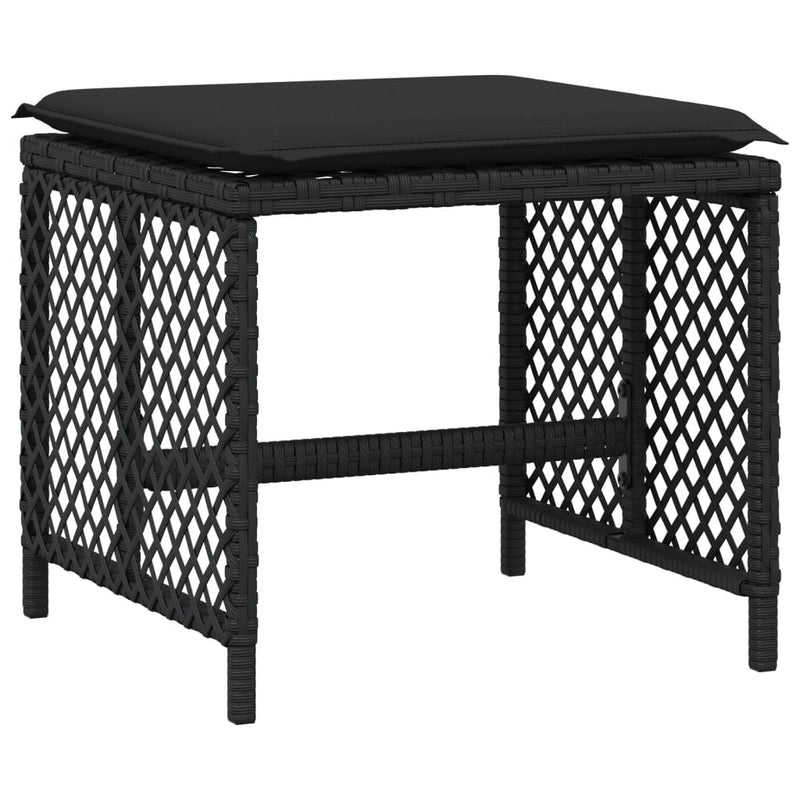vidaXL 11 Piece Garden Dining Set with Cushions Black Poly Rattan