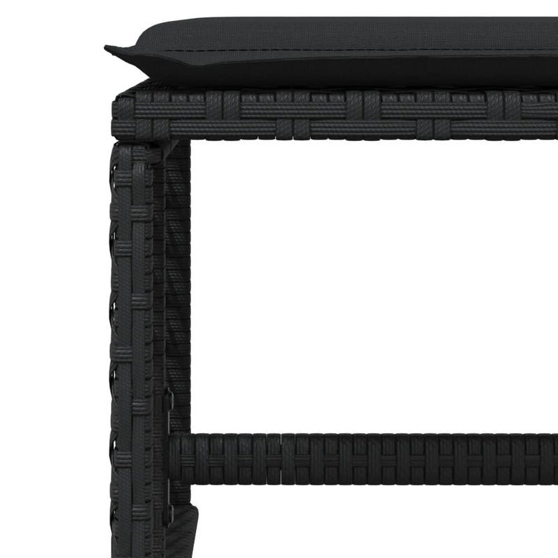 vidaXL 11 Piece Garden Dining Set with Cushions Black Poly Rattan