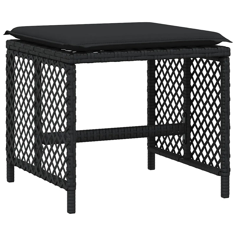 13 Piece Garden Dining Set with Cushions Black Poly Rattan