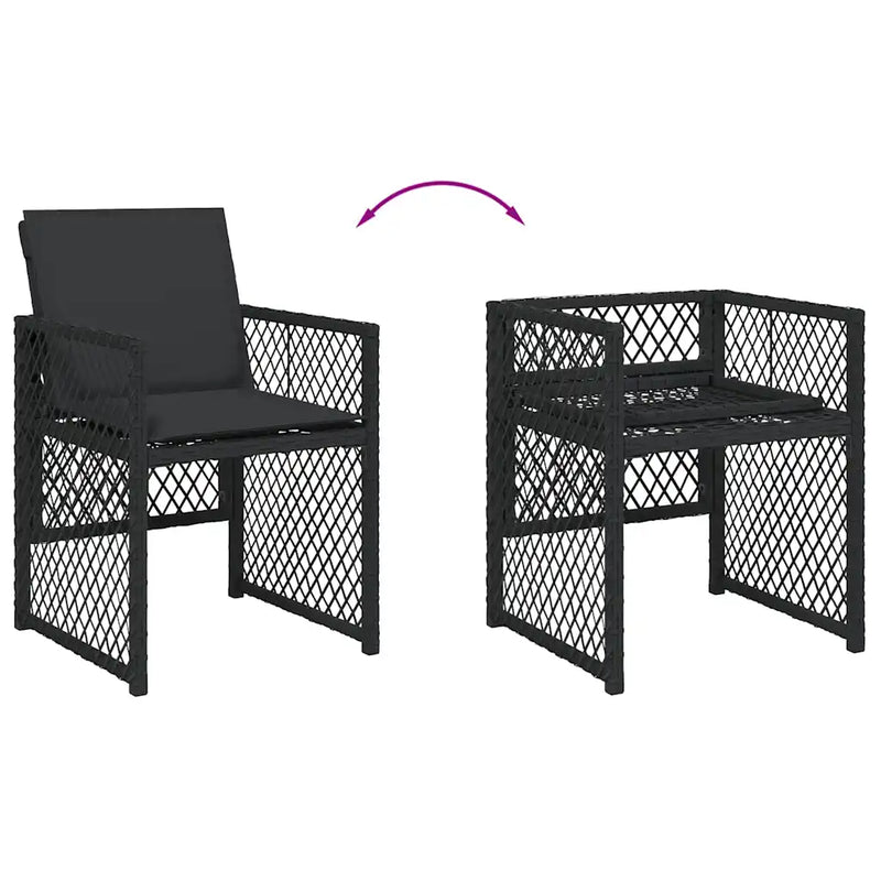 13 Piece Garden Dining Set with Cushions Black Poly Rattan