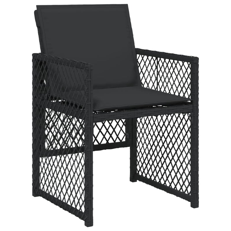 vidaXL 15 Piece Garden Dining Set with Cushions Black Poly Rattan