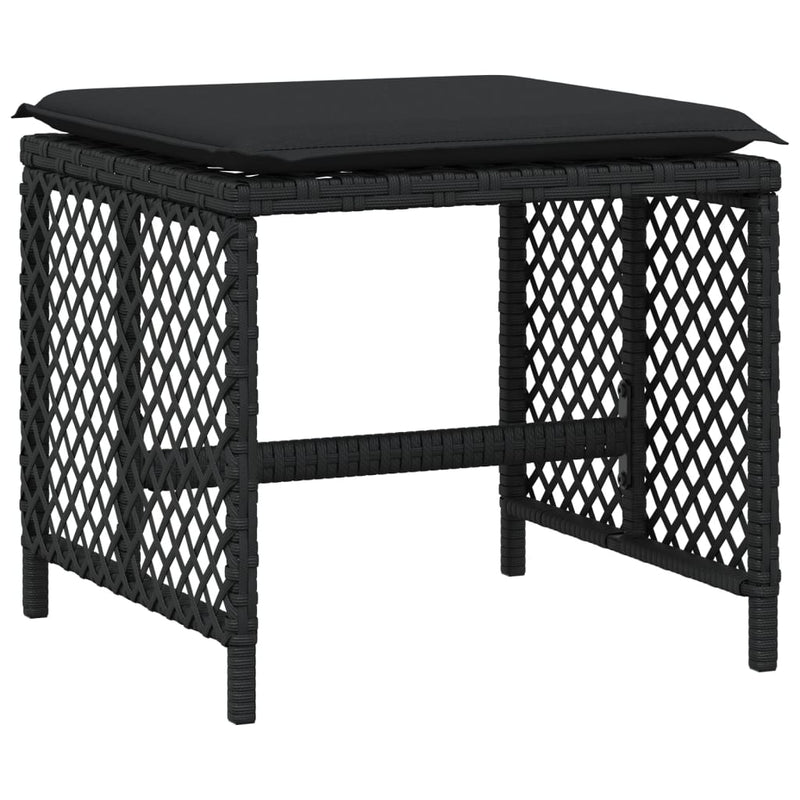vidaXL 15 Piece Garden Dining Set with Cushions Black Poly Rattan