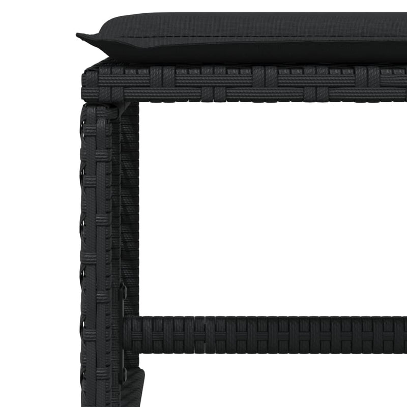 vidaXL 15 Piece Garden Dining Set with Cushions Black Poly Rattan