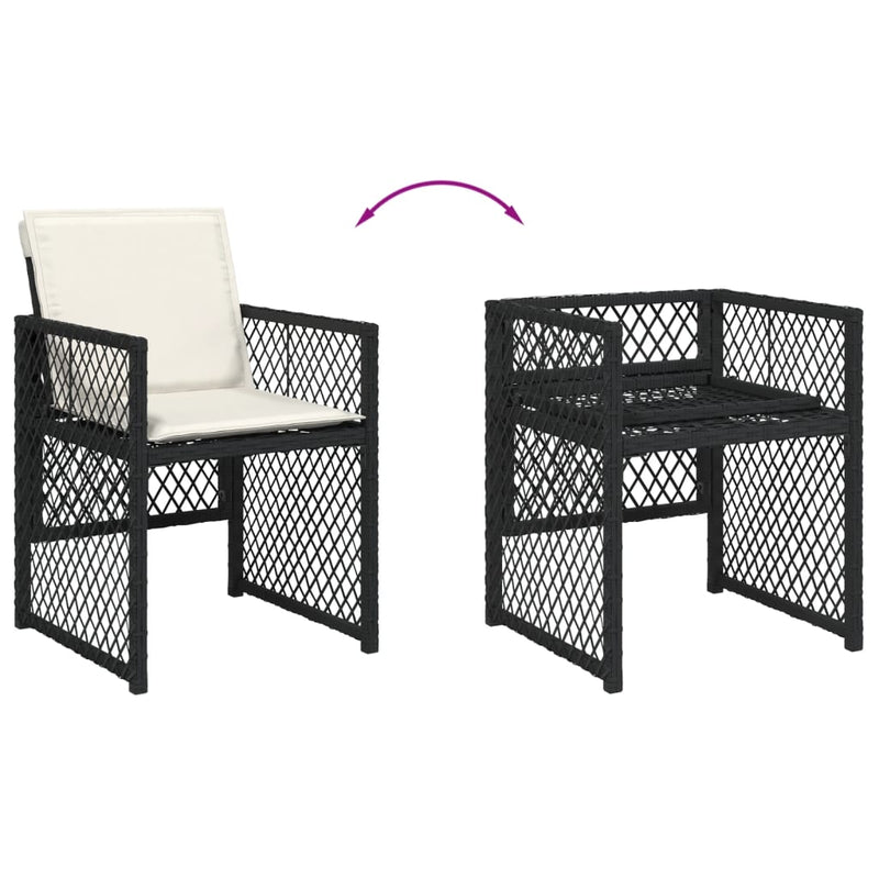 vidaXL 9 Piece Garden Dining Set with Cushions Black Poly Rattan