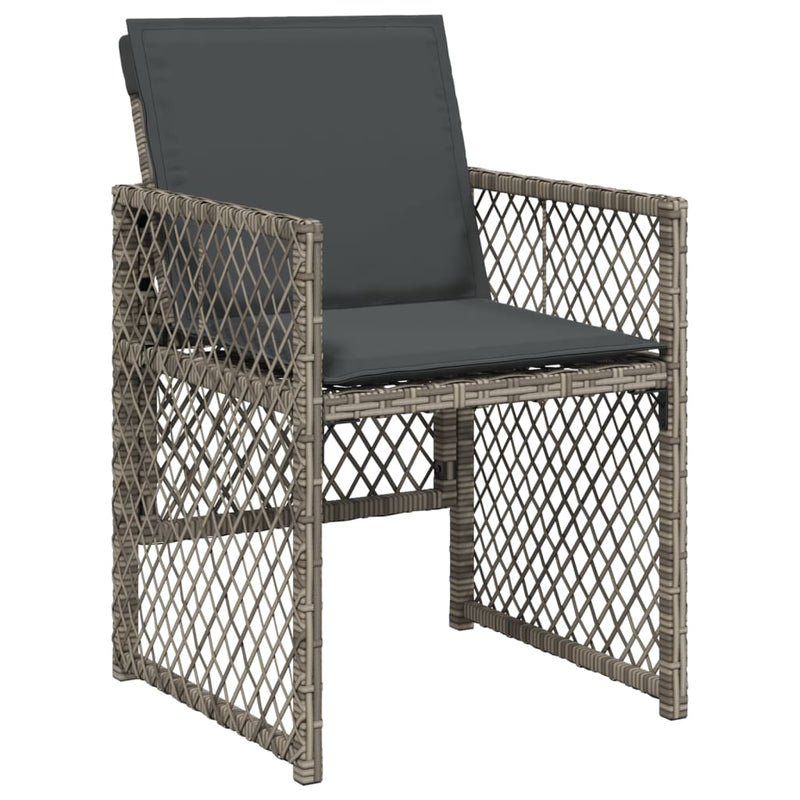 vidaXL 11 Piece Garden Dining Set with Cushions Grey Poly Rattan