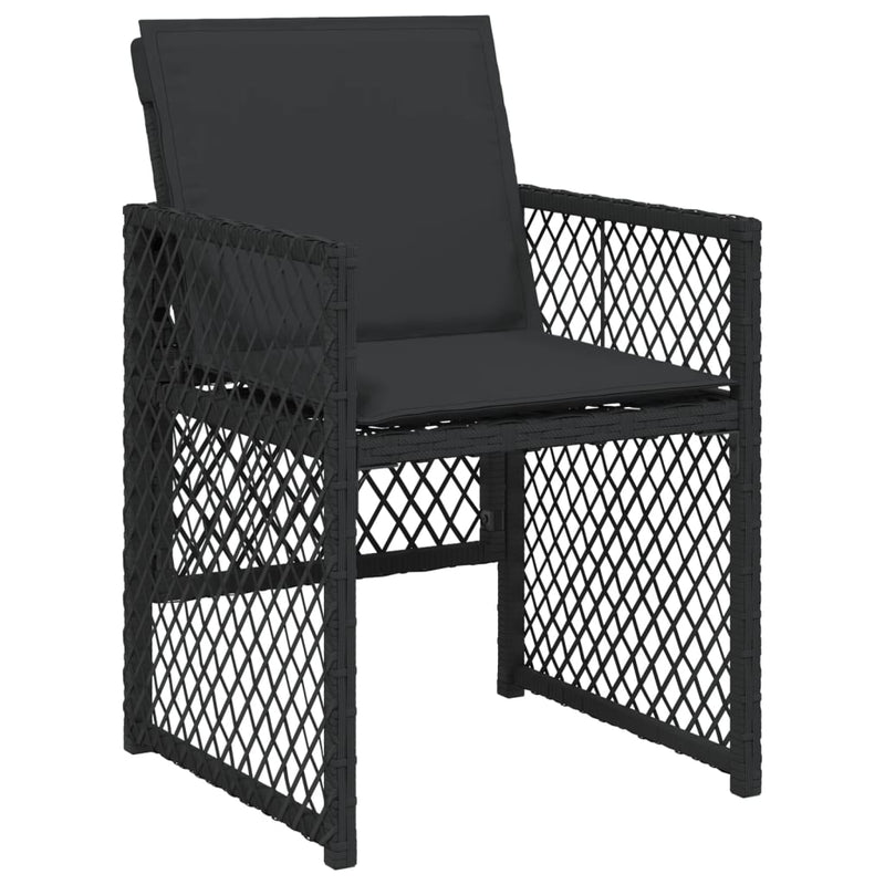 vidaXL 15 Piece Garden Dining Set with Cushions Black Poly Rattan