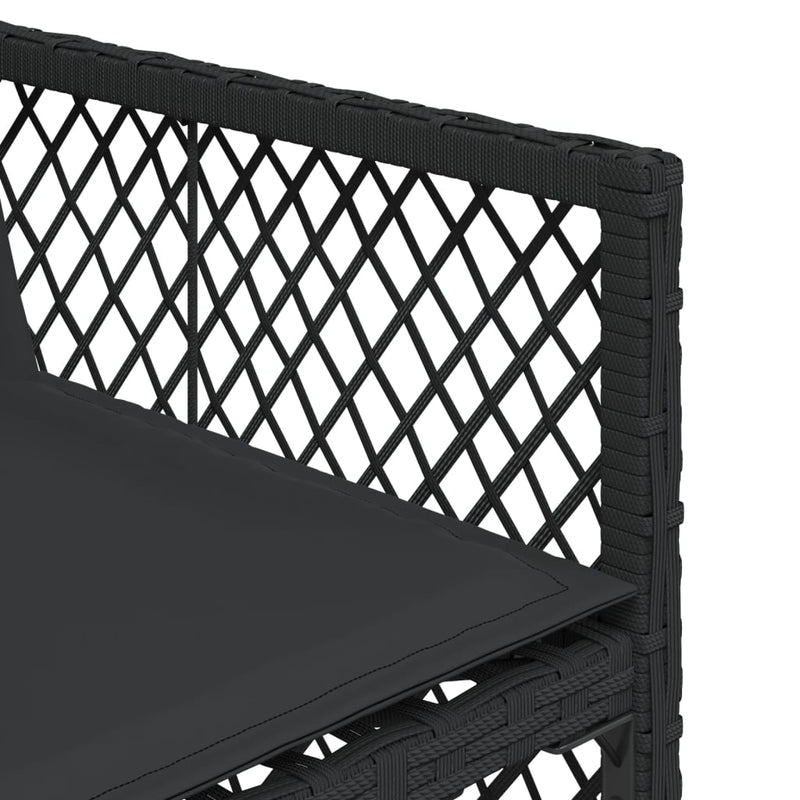 vidaXL 15 Piece Garden Dining Set with Cushions Black Poly Rattan