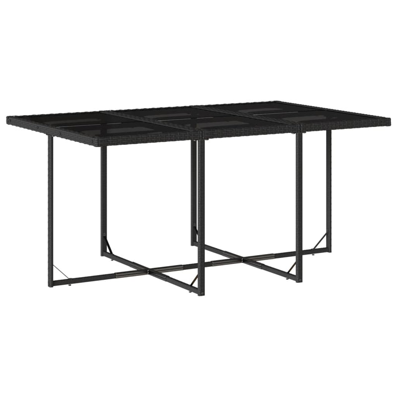 vidaXL 7 Piece Garden Dining Set with Cushions Black Poly Rattan