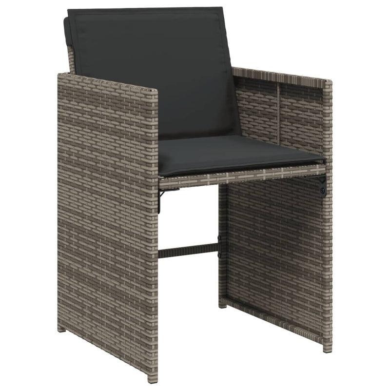 vidaXL 5 Piece Garden Dining Set with Cushions Grey Poly Rattan