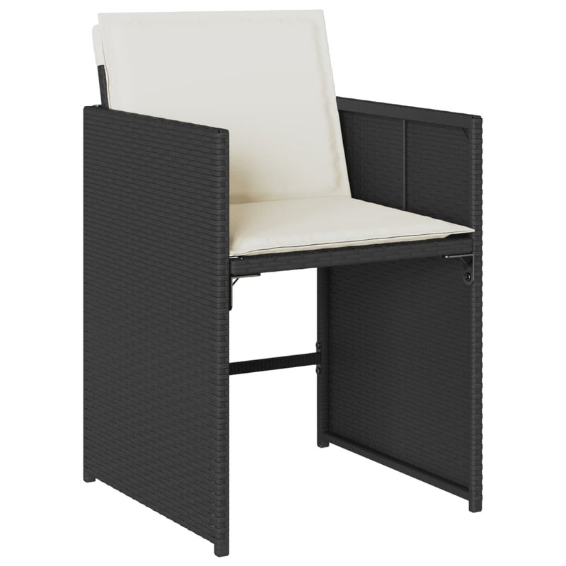 vidaXL 5 Piece Garden Dining Set with Cushions Black Poly Rattan