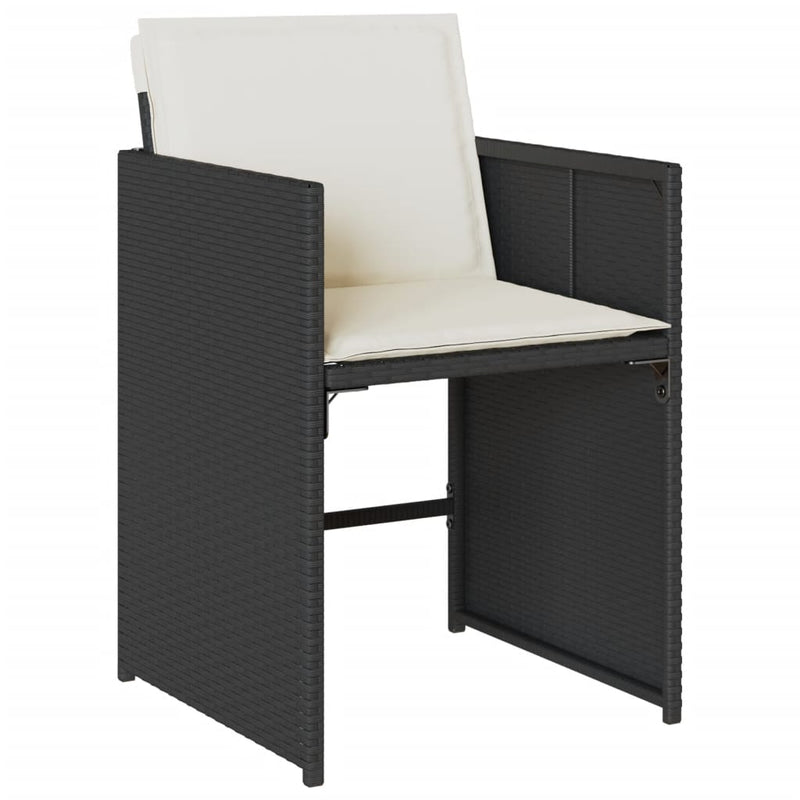 vidaXL 7 Piece Garden Dining Set with Cushions Black Poly Rattan