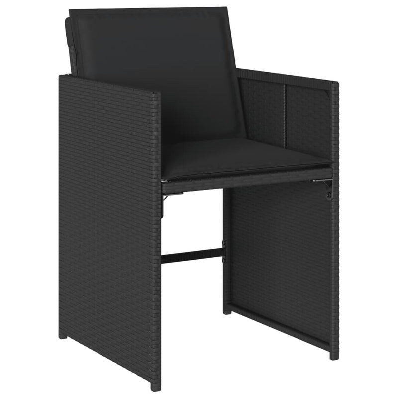 vidaXL 11 Piece Garden Dining Set with Cushions Black Poly Rattan