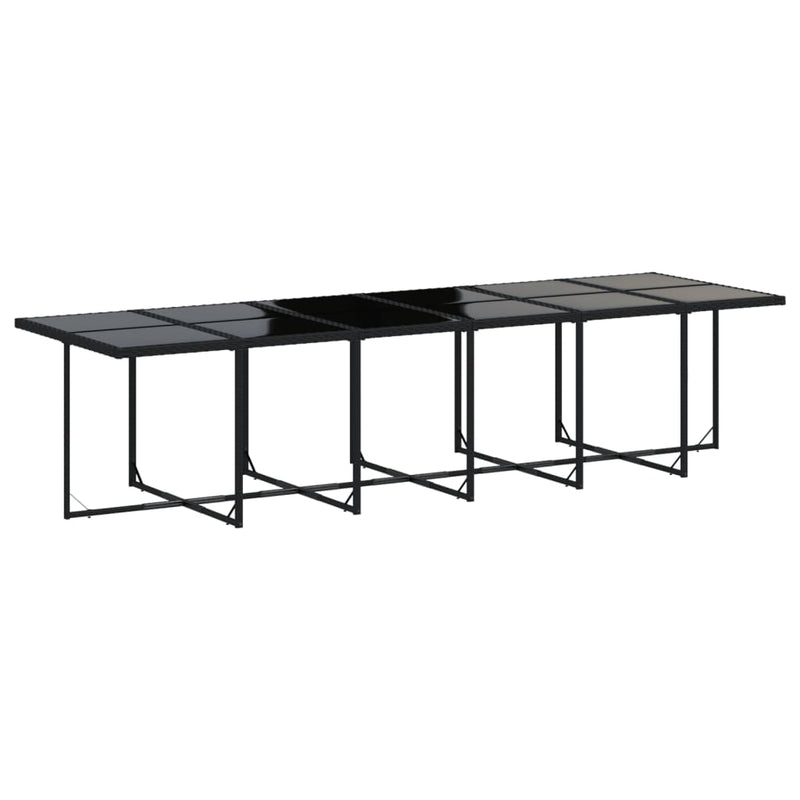 vidaXL 13 Piece Garden Dining Set with Cushions Black Poly Rattan