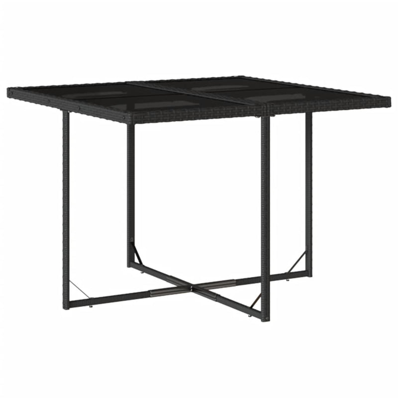 vidaXL 9 Piece Garden Dining Set with Cushions Black Poly Rattan