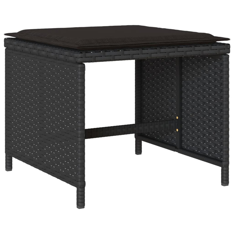vidaXL 9 Piece Garden Dining Set with Cushions Black Poly Rattan