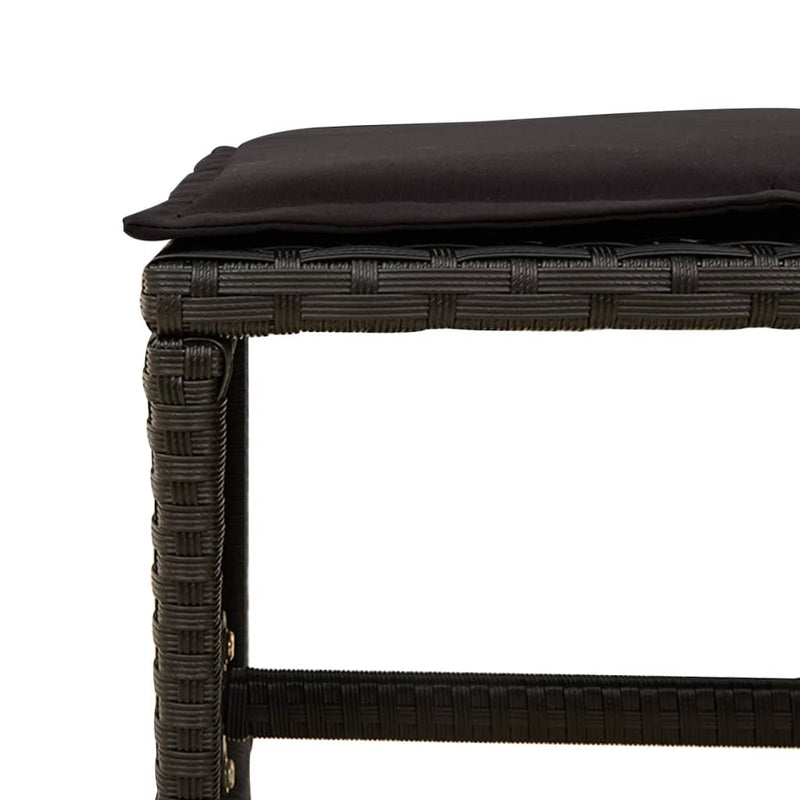 vidaXL 9 Piece Garden Dining Set with Cushions Black Poly Rattan
