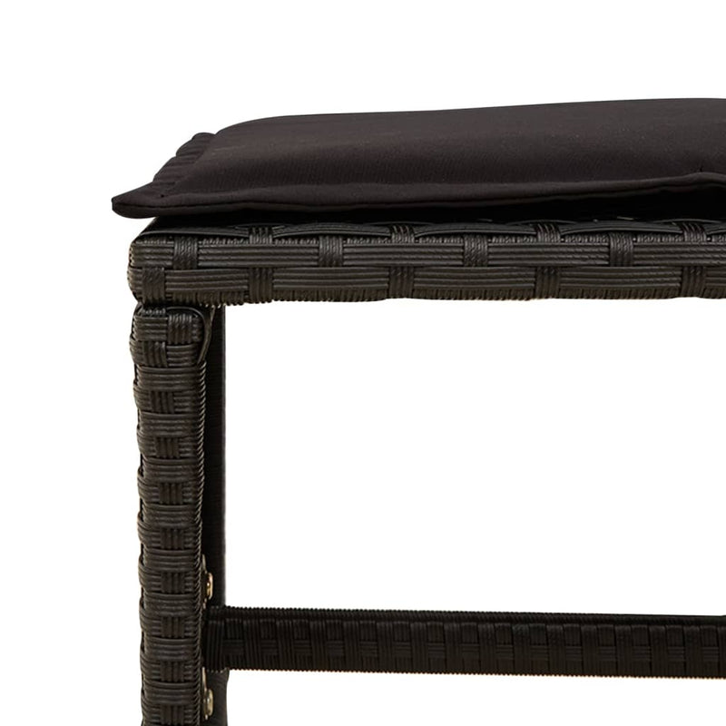vidaXL 11 Piece Garden Dining Set with Cushions Black Poly Rattan