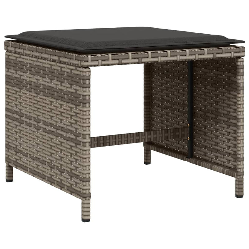 vidaXL 13 Piece Garden Dining Set with Cushions Grey Poly Rattan