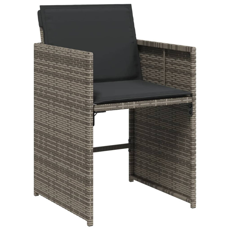 vidaXL 15 Piece Garden Dining Set with Cushions Grey Poly Rattan