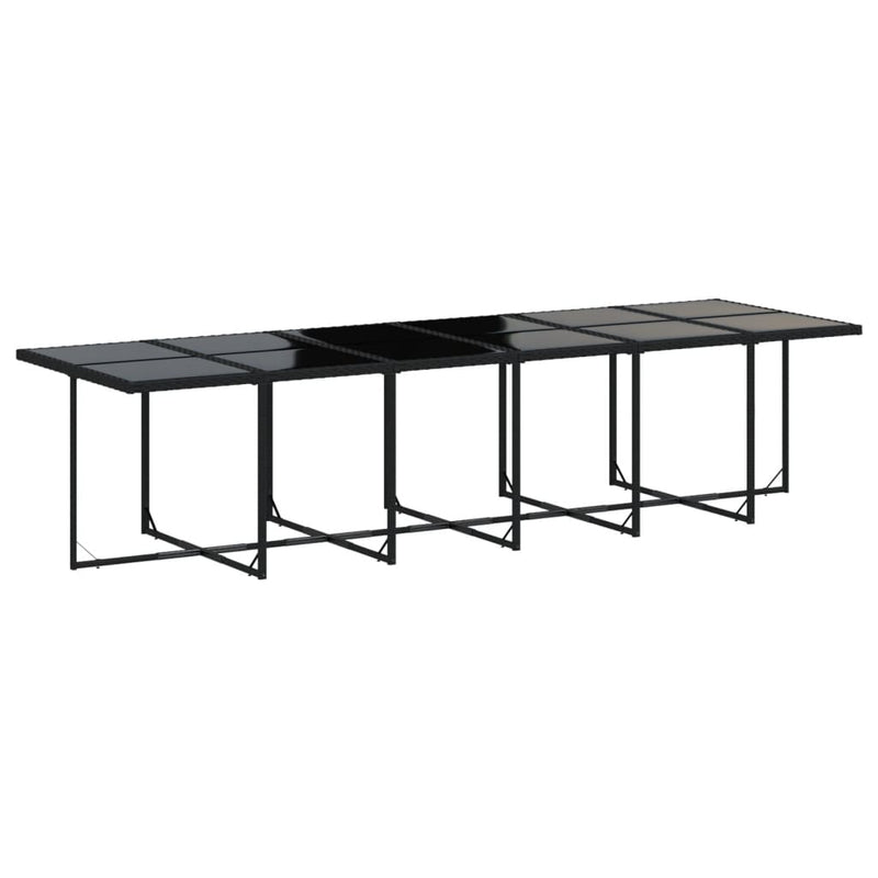 vidaXL 17 Piece Garden Dining Set with Cushions Black Poly Rattan